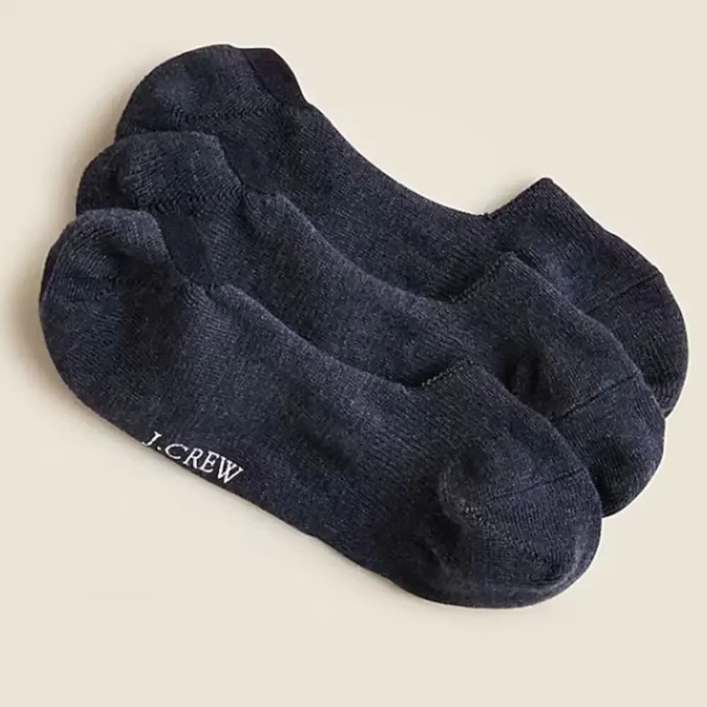 J.Crew No Show Loafer Foot Sock Mens L-XL Blue Stretchy Breathable Thin Grip Pad